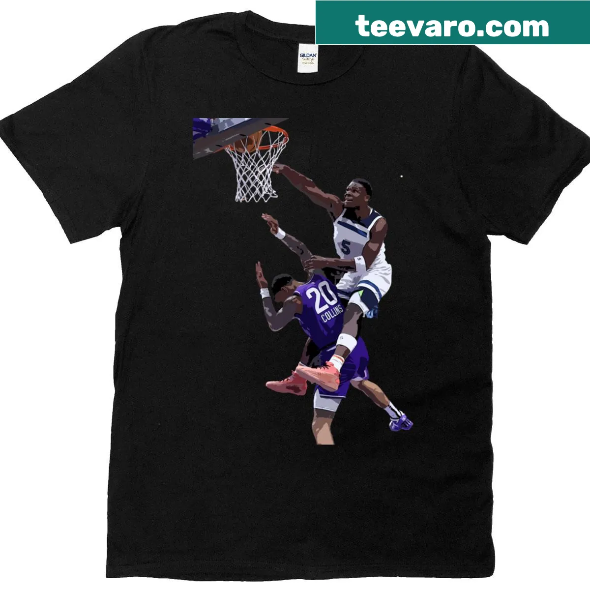 Illustrated t-shirt celebrating Anthony Edwards' dunk moment — on a men's t-shirt