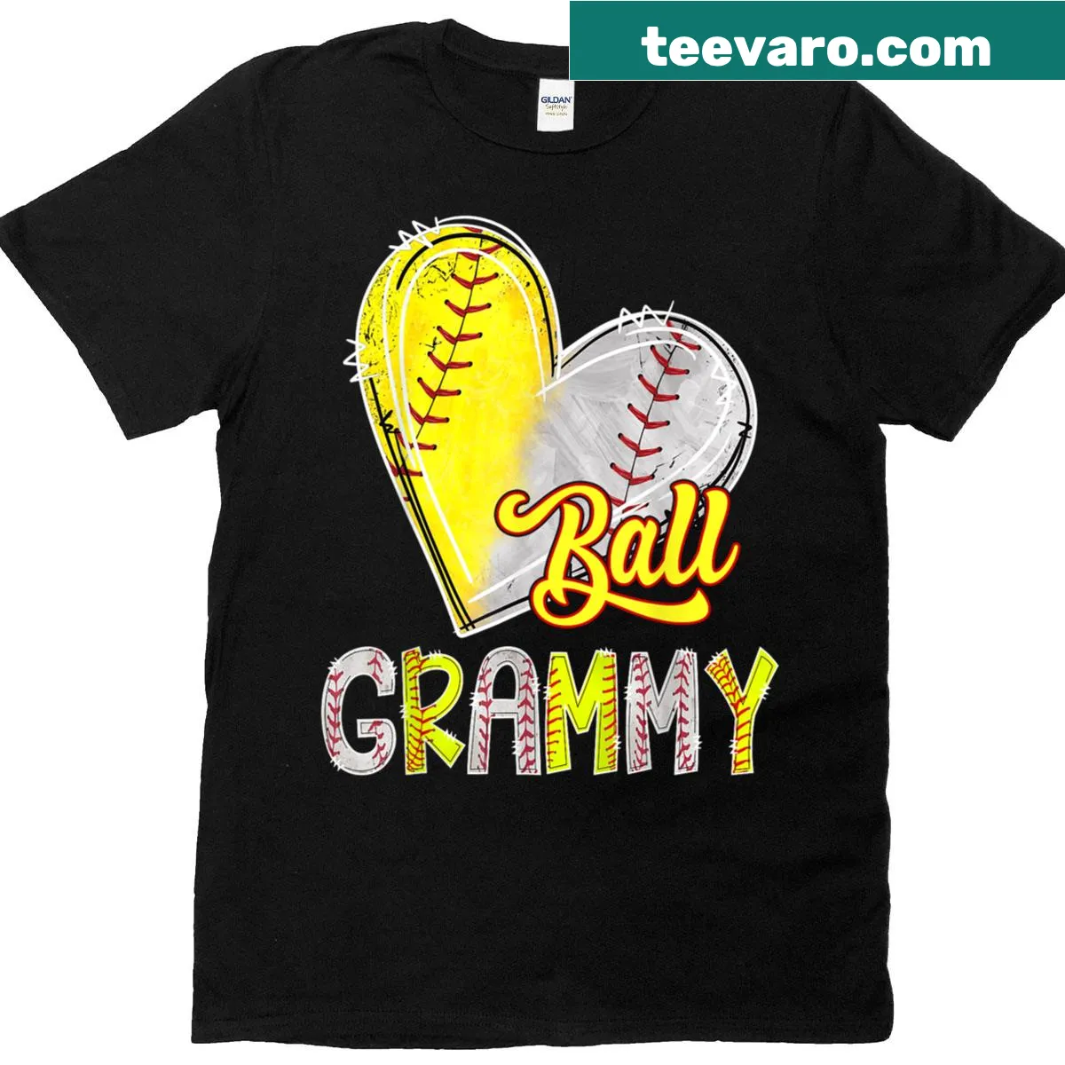 T-shirt for grandmas with a heart and baseball/softball theme — on a men's t-shirt