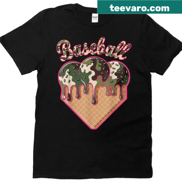 Camo baseball-themed shirt featuring a home plate design