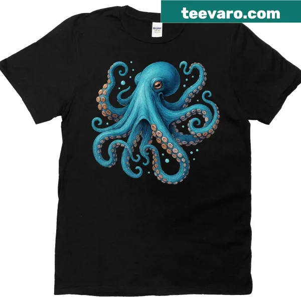 Charming Blue Octopus T-shirt with ocean-inspired graphic