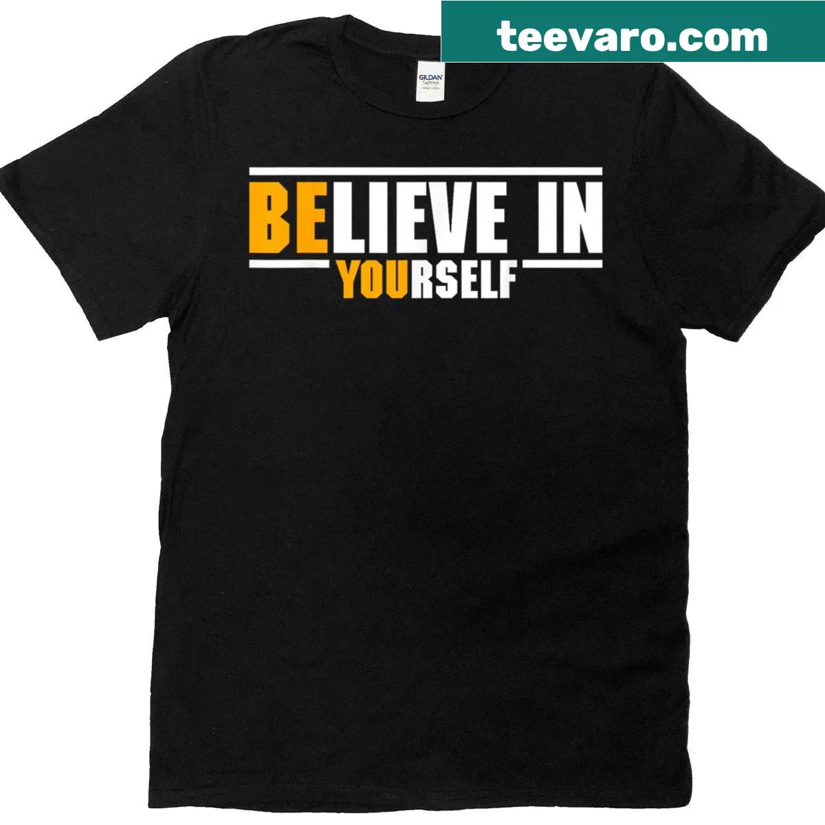Motivational t-shirt with the quote 'Believe In Yourself.' — on a men's t-shirt