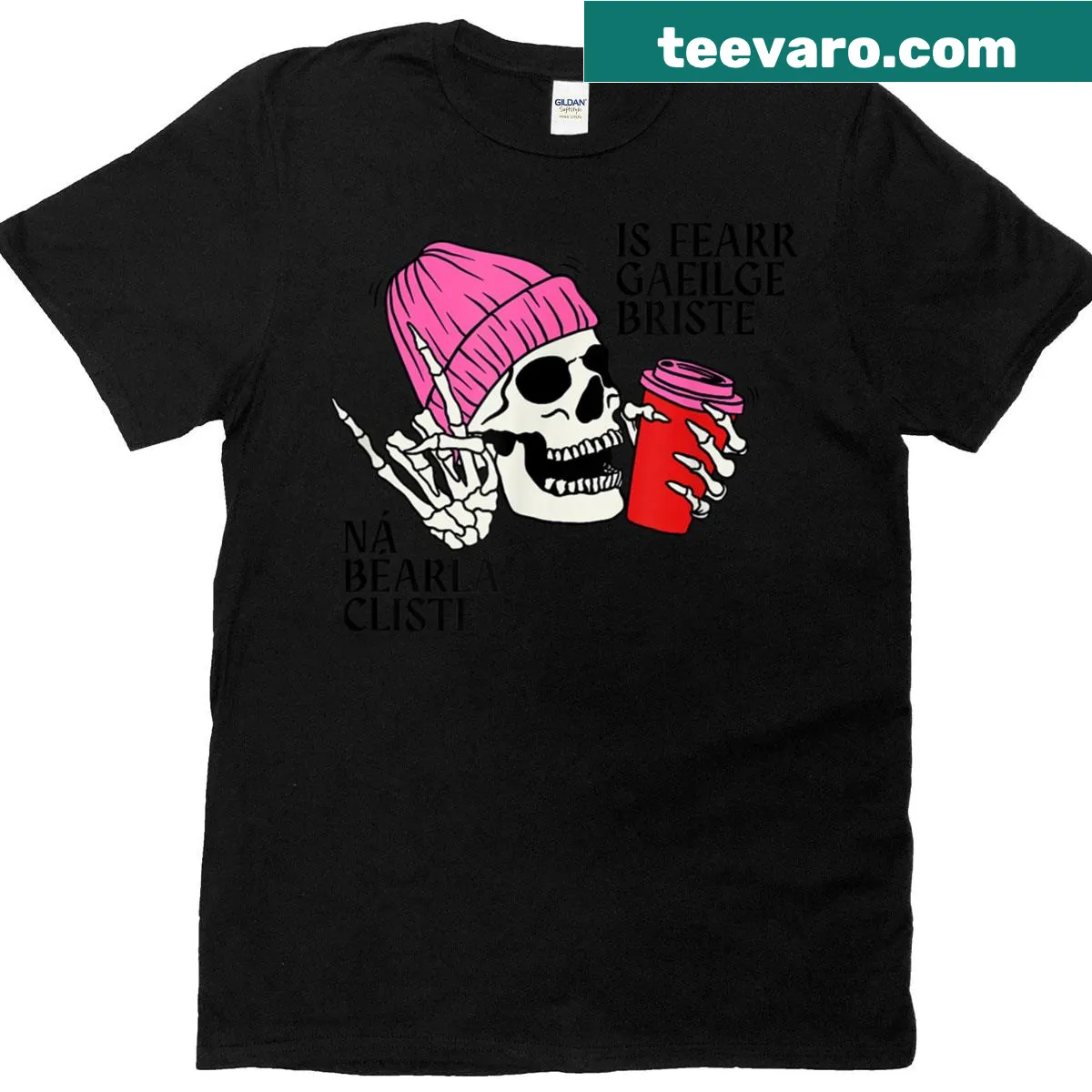 Humorous T-shirt with 'Broken Irish Is Better Than Clever English' saying — on a men's t-shirt