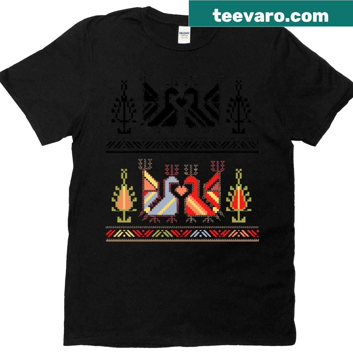 Oversized T-shirt with Bulgarian folk art design — on a men's t-shirt
