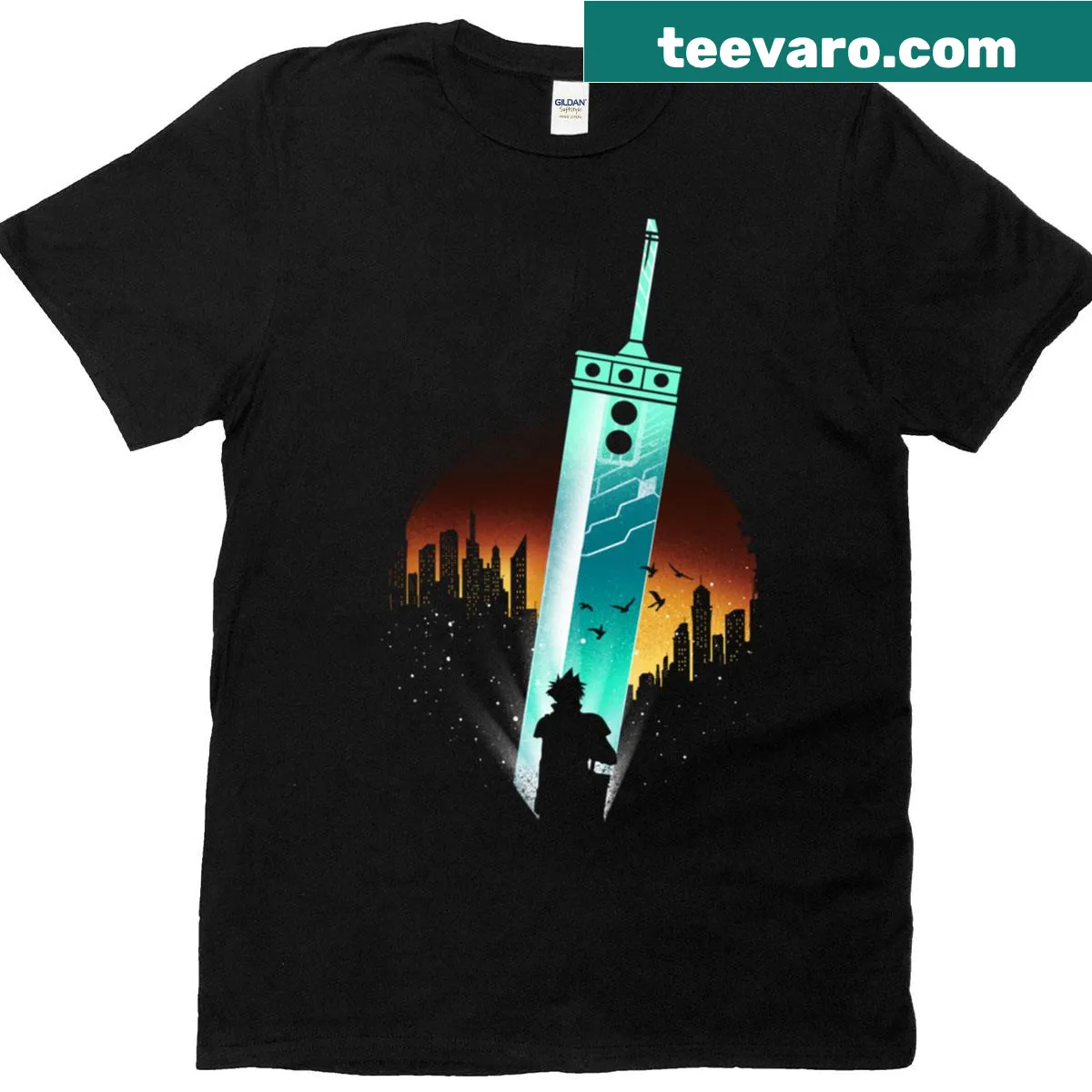 Oversized T-shirt featuring the Buster Sword design — on a men's t-shirt