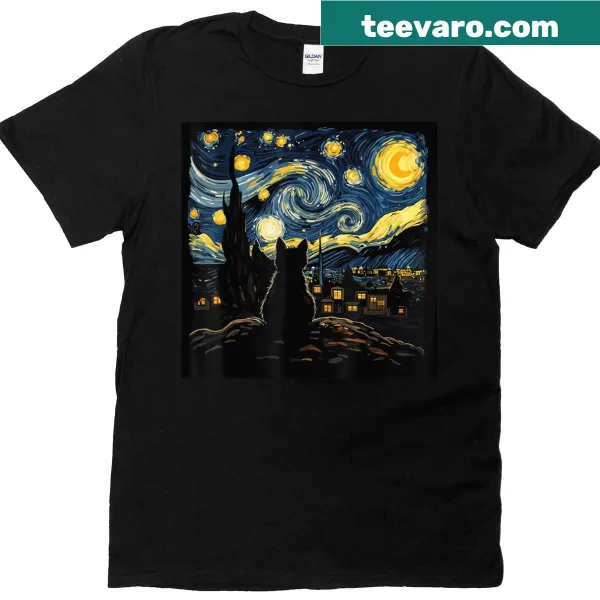 Van Gogh-inspired cat t-shirt for cat lovers