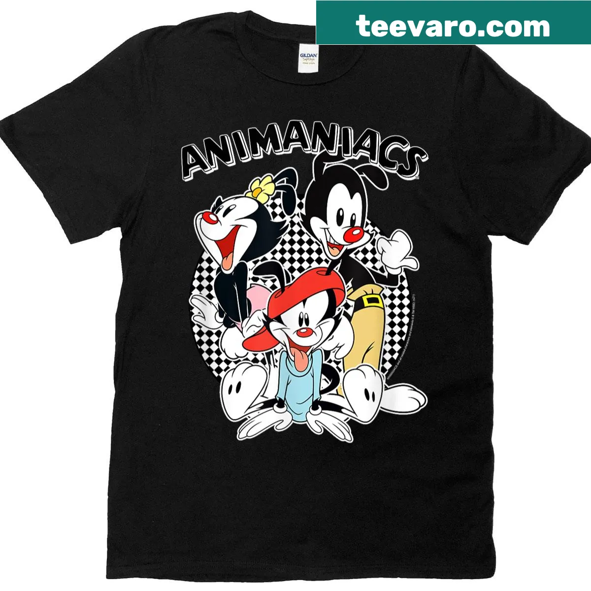 Checkered pattern and logo design t-shirt for everyday wear — on a men's t-shirt