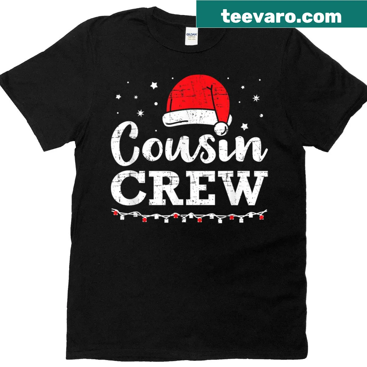 Christmas Cousin Crew T-shirt with festive text — on a men's t-shirt
