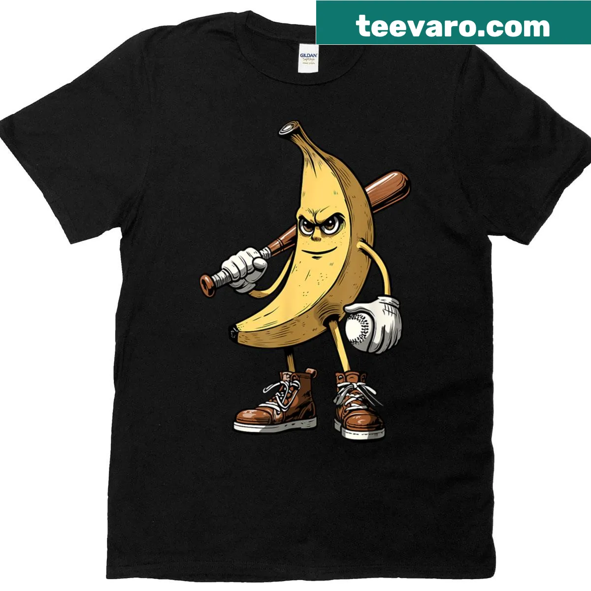 Retro typography design featuring a banana on a t-shirt. — on a men's t-shirt