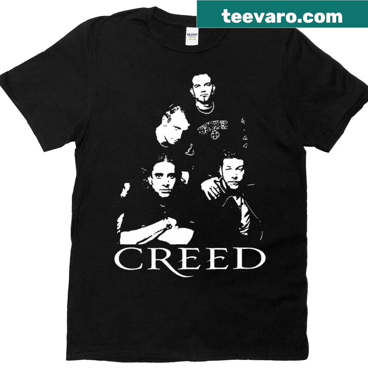 Vintage distressed t-shirt inspired by Creed music poster — on a men's t-shirt