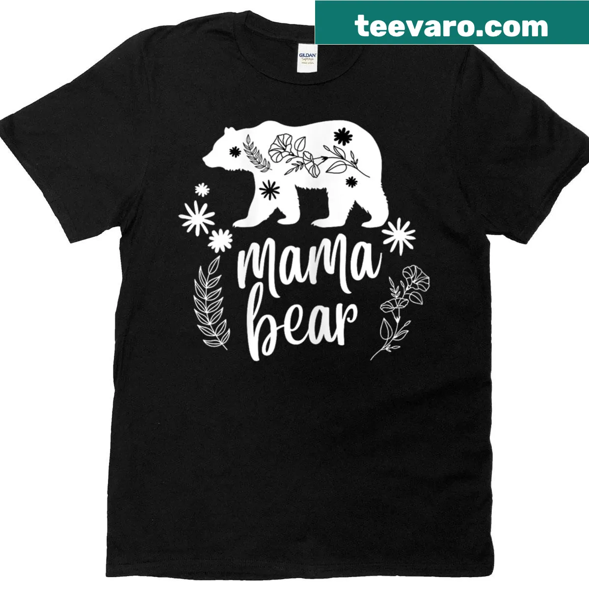 T-shirt with mama bear graphic and flowers for mothers — on a men's t-shirt
