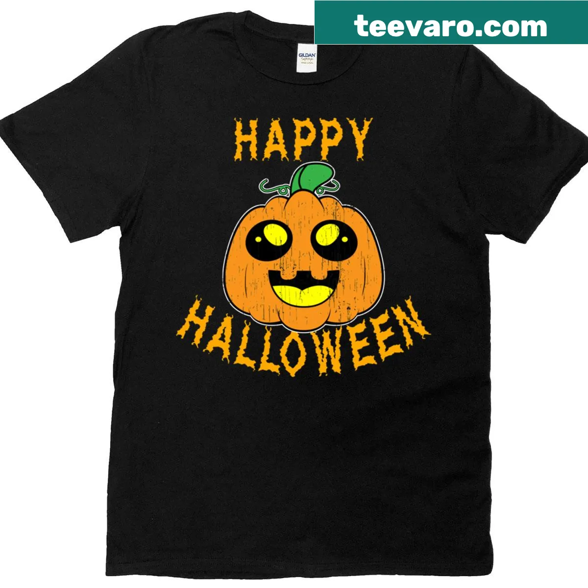 Illustration of a cute pumpkin on a t-shirt for Halloween. — on a men's t-shirt
