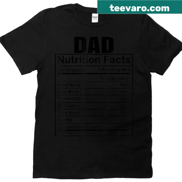 Funny dad nutrition facts graphic on a t-shirt