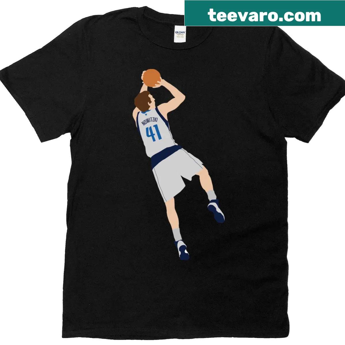 Bold typography Dirk Nowitzki t-shirt featuring his name — on a men's t-shirt