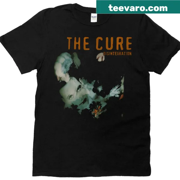 T-shirt featuring typography of The Cure's Disintegration album