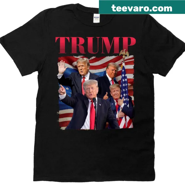 Vintage-style T-shirt featuring Donald Trump graphic.