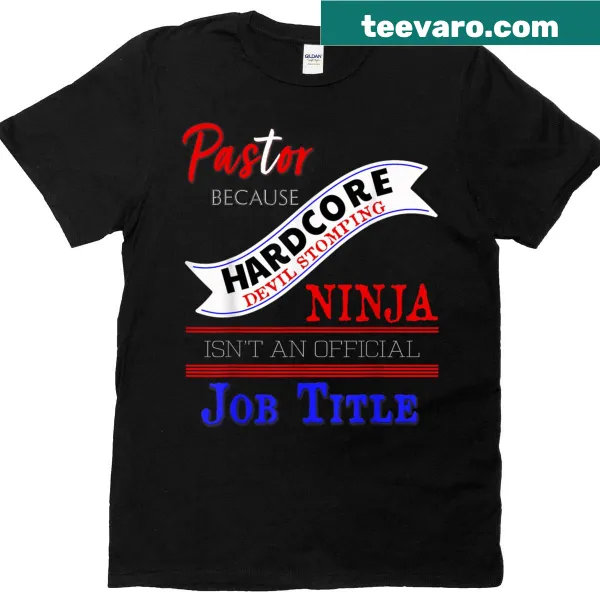 Funny pastor t-shirt with 'Devil Stomping Ninja' phrase