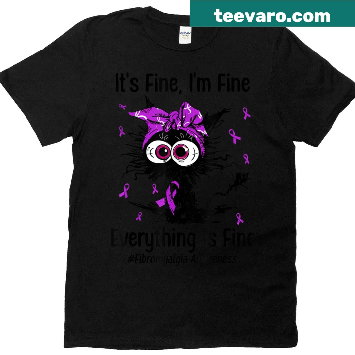 Whimsical fibromyalgia awareness graphic on a t-shirt — on a men's t-shirt