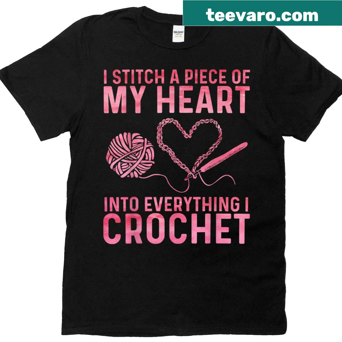 Crochet-themed humorous T-shirt for avid crafters — on a men's t-shirt