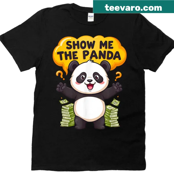 Cute Doge graphic tee asking for pandas, kawaii style
