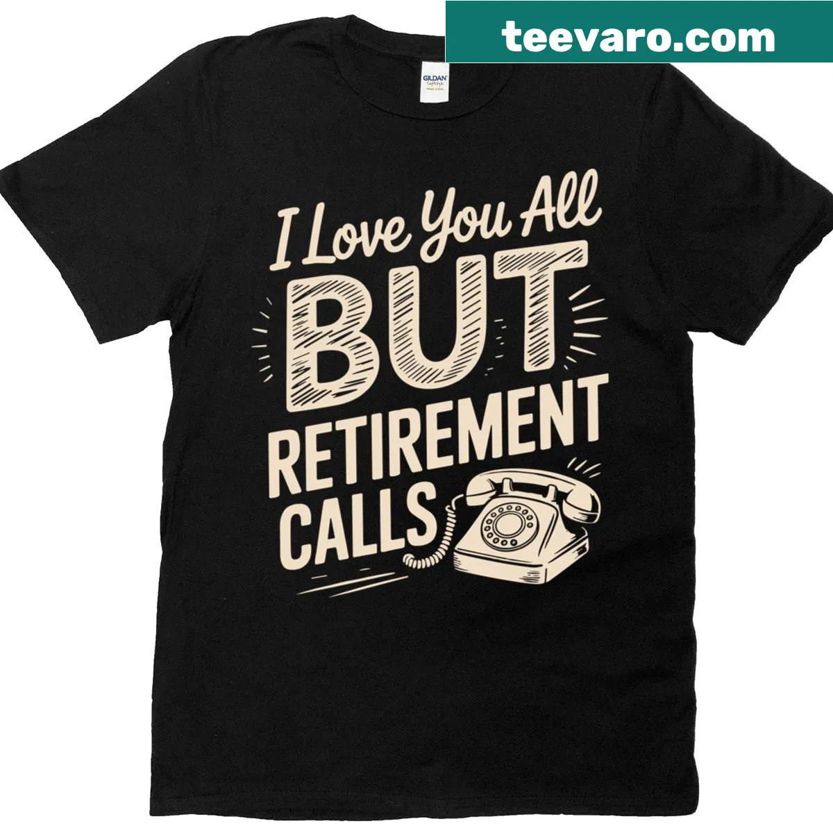 Retirement T-shirt with humorous phrase about leaving work — on a men's t-shirt