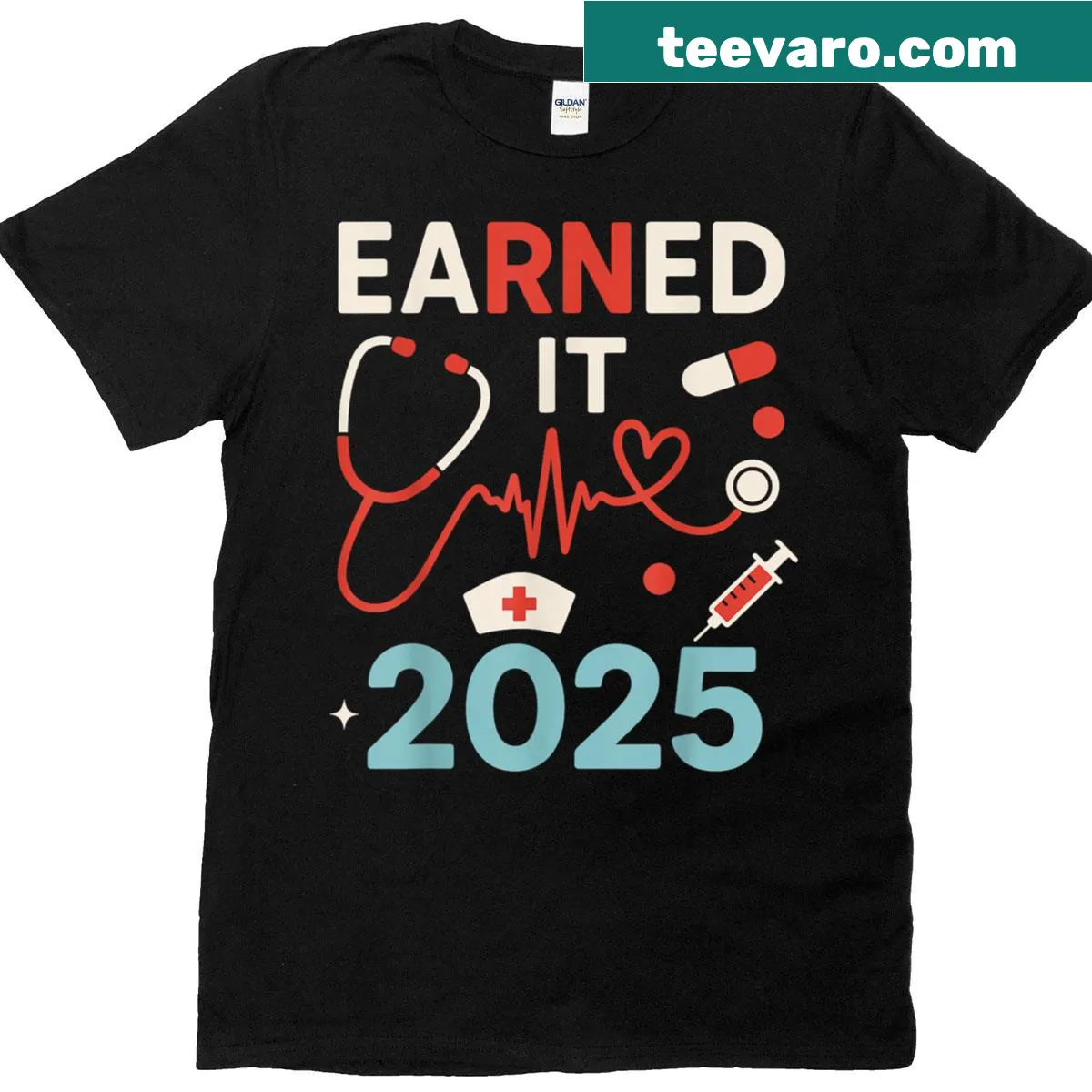 Graduation T-shirt for nursing students with humorous statement — on a men's t-shirt