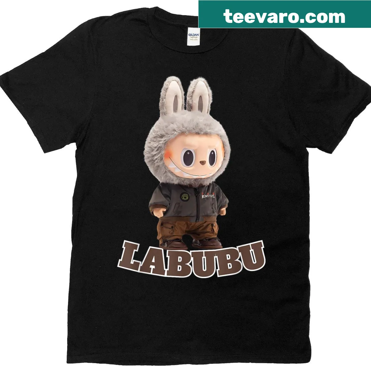 Cute Labubu cartoon character graphic on a t-shirt — on a men's t-shirt