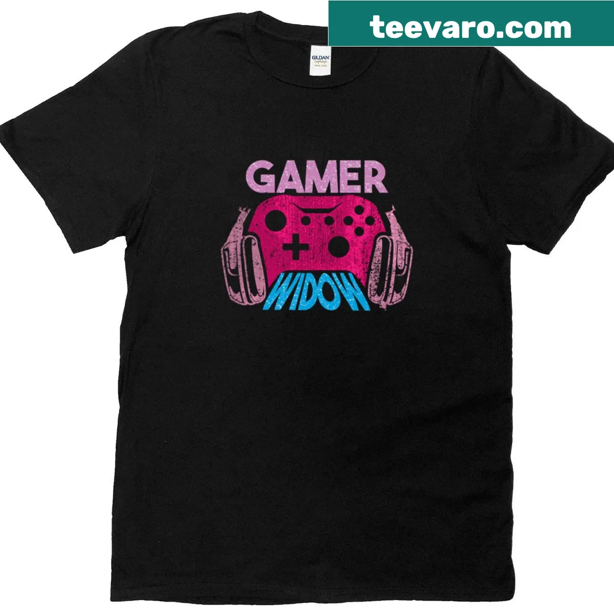Funny 'Gamer Widow' graphic tee for gaming partners — on a men's t-shirt