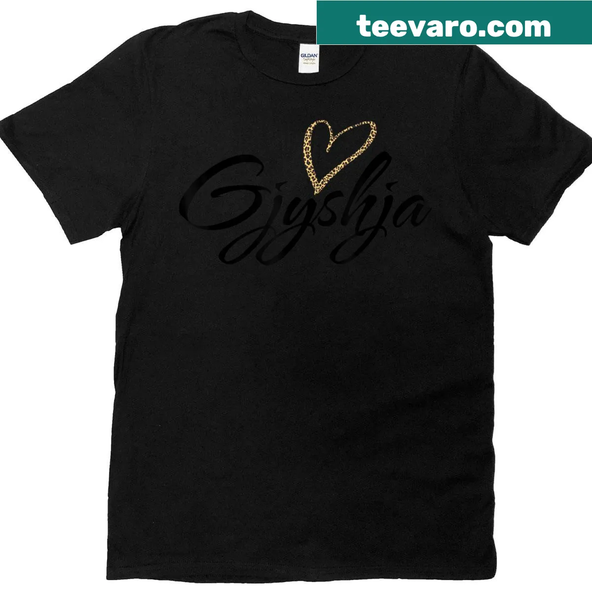Cute tee for grandmothers with a leopard print heart design — on a men's t-shirt
