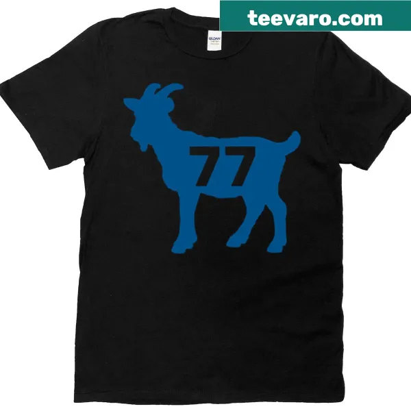 Funny Goat 77 t-shirt with a humorous goat graphic and bold text