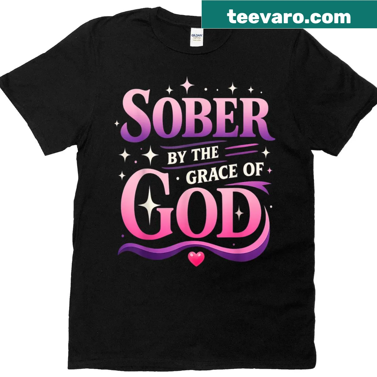 Inspirational sobriety T-shirt for women featuring a faith-based message — on a men's t-shirt