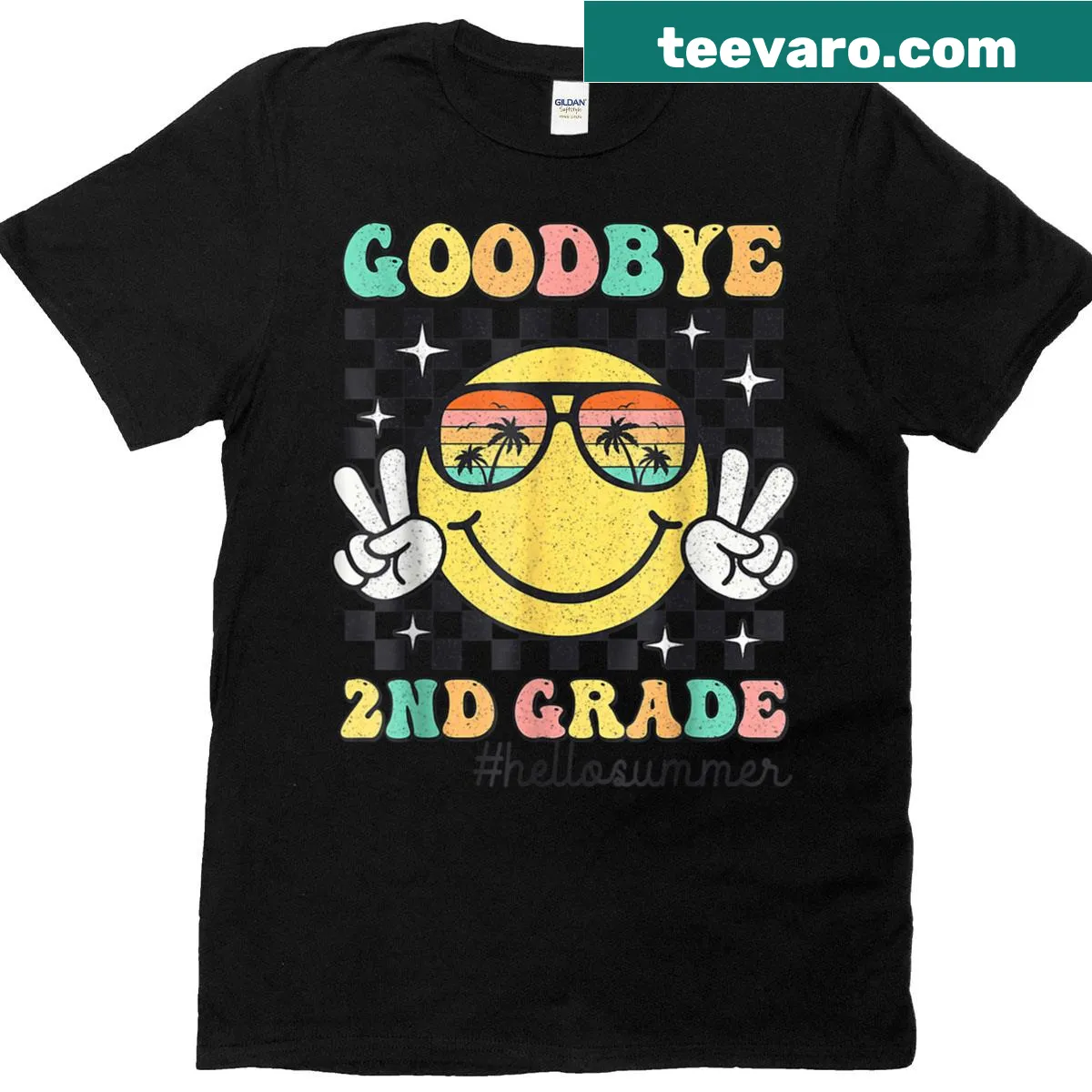 T-shirt celebrating the end of 2nd grade with a summer theme — on a men's t-shirt