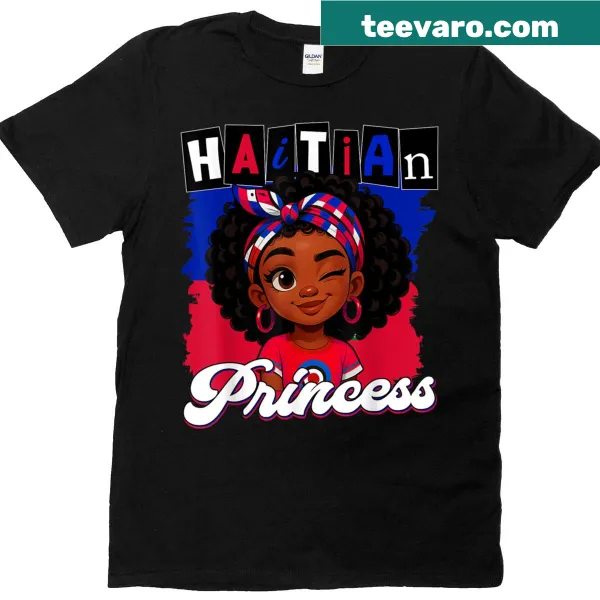 Cute Haitian pride t-shirt with princess graphic and flag elements