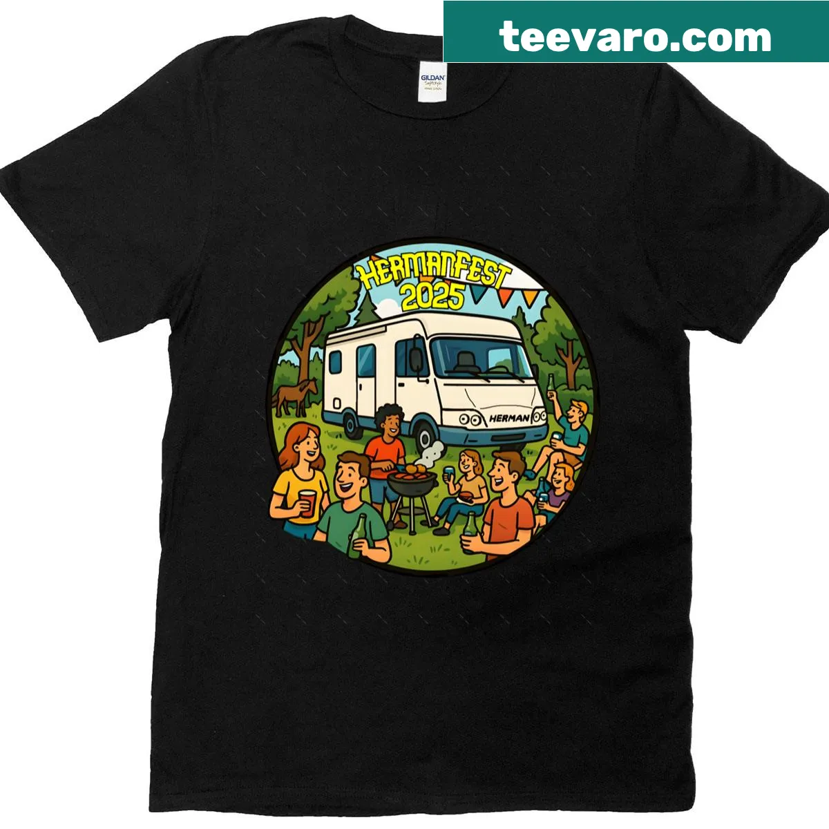 Oversized T-shirt featuring Hermanfest 2025 graphics. — on a men's t-shirt