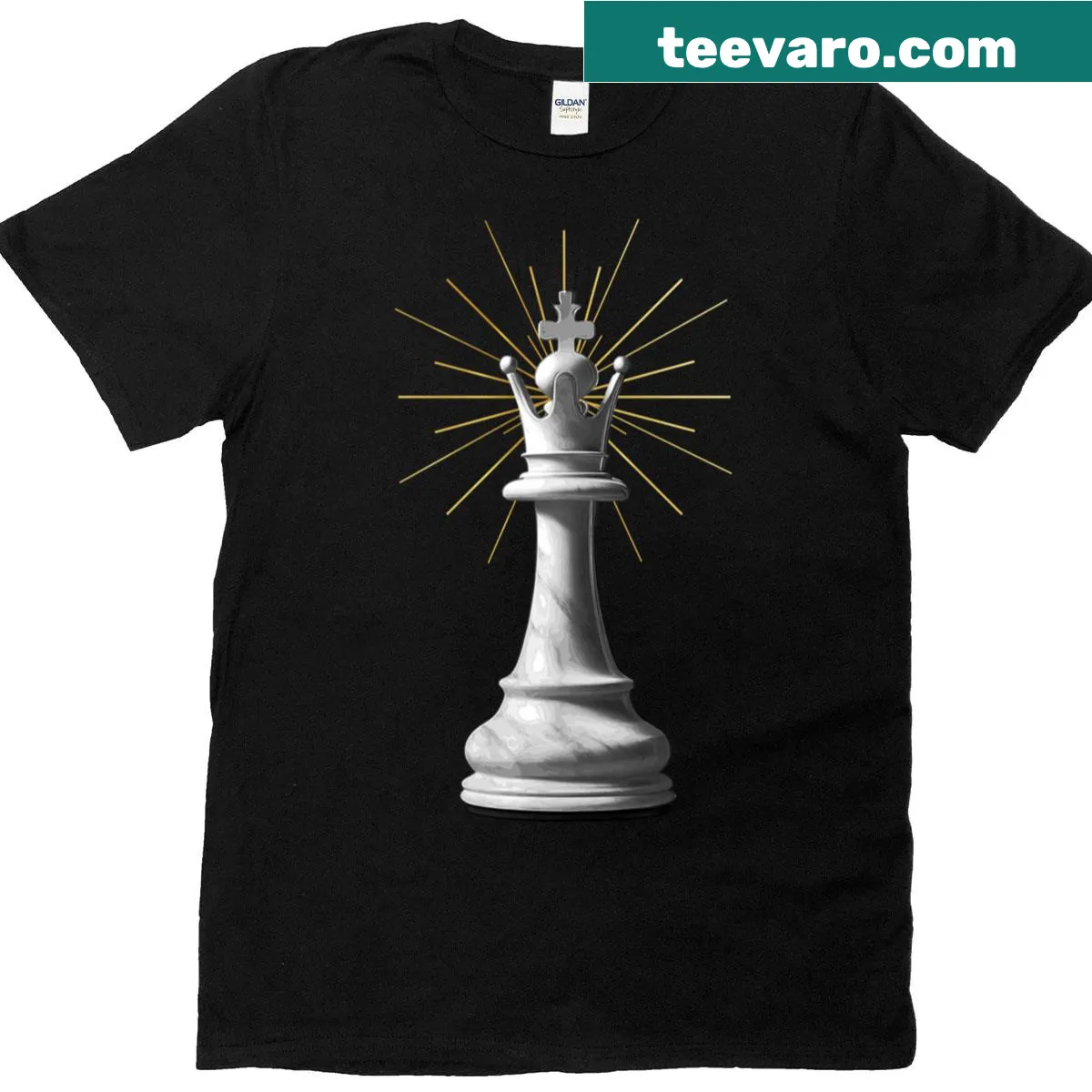 Oversized T-shirt featuring a chess piece labeled 'Holy Queen'. — on a men's t-shirt