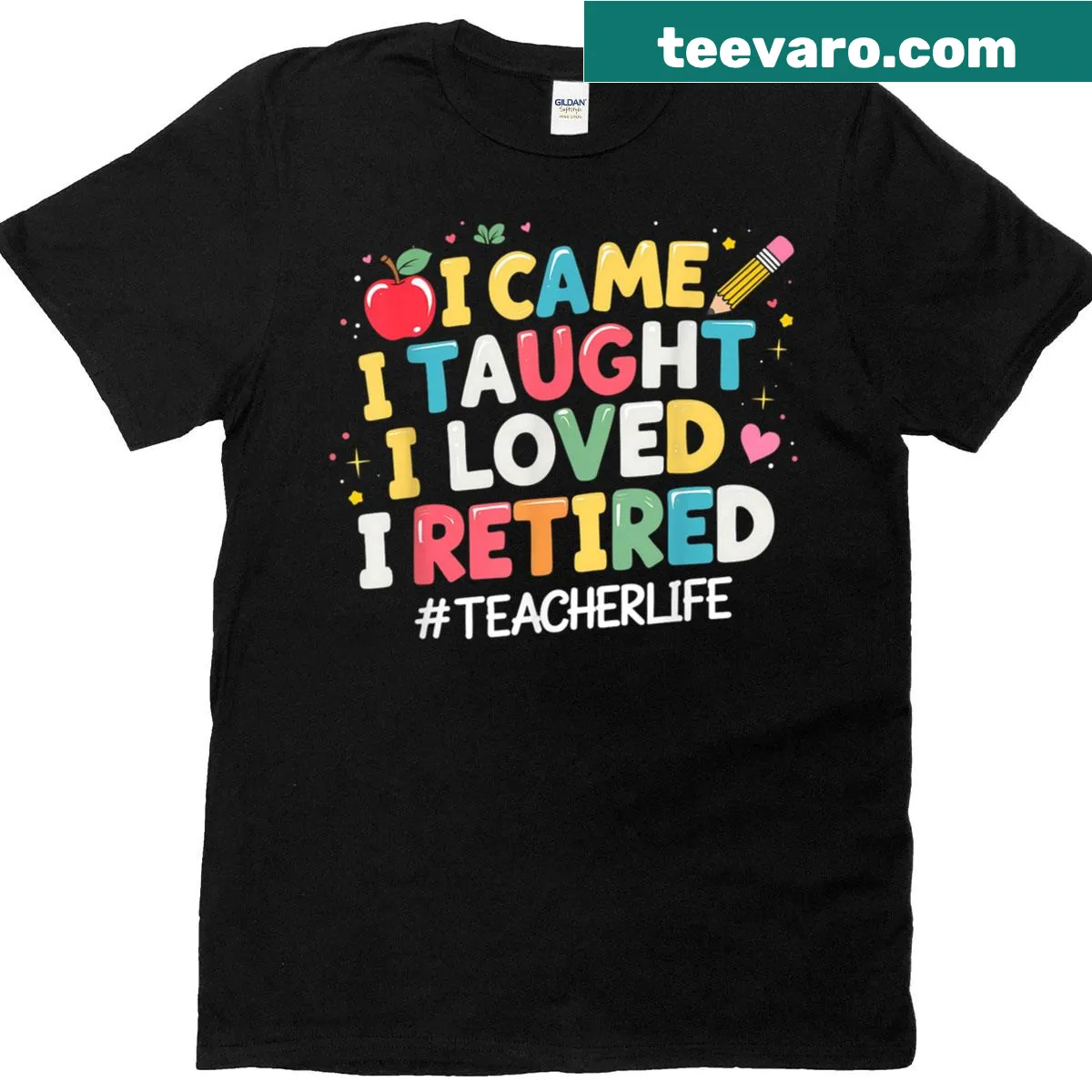 Teacher retirement t-shirt with humorous teaching journey text — on a men's t-shirt