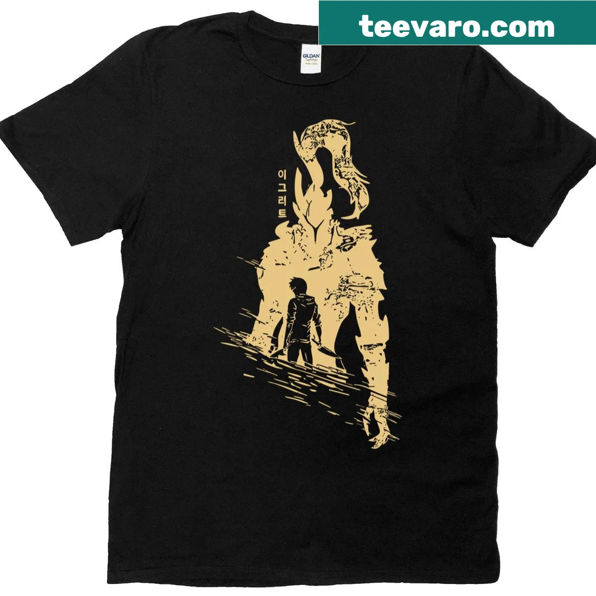 T-shirt featuring Igris from Solo Leveling — on a men's t-shirt