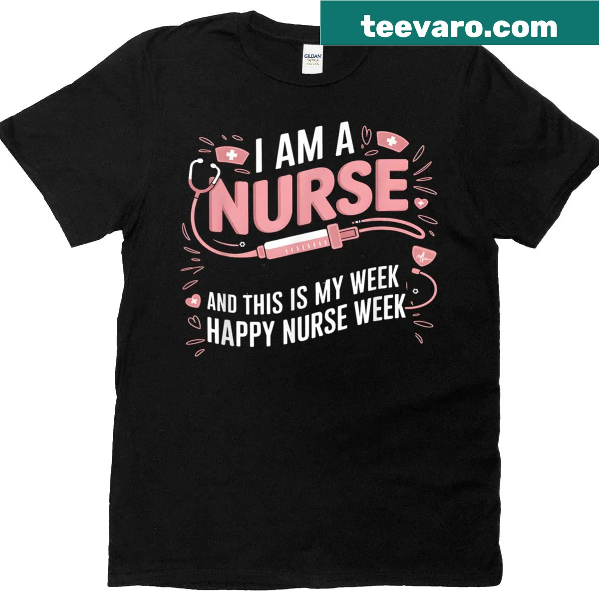 T-shirt celebrating nurses for Nurse Week 2025. — on a men's t-shirt