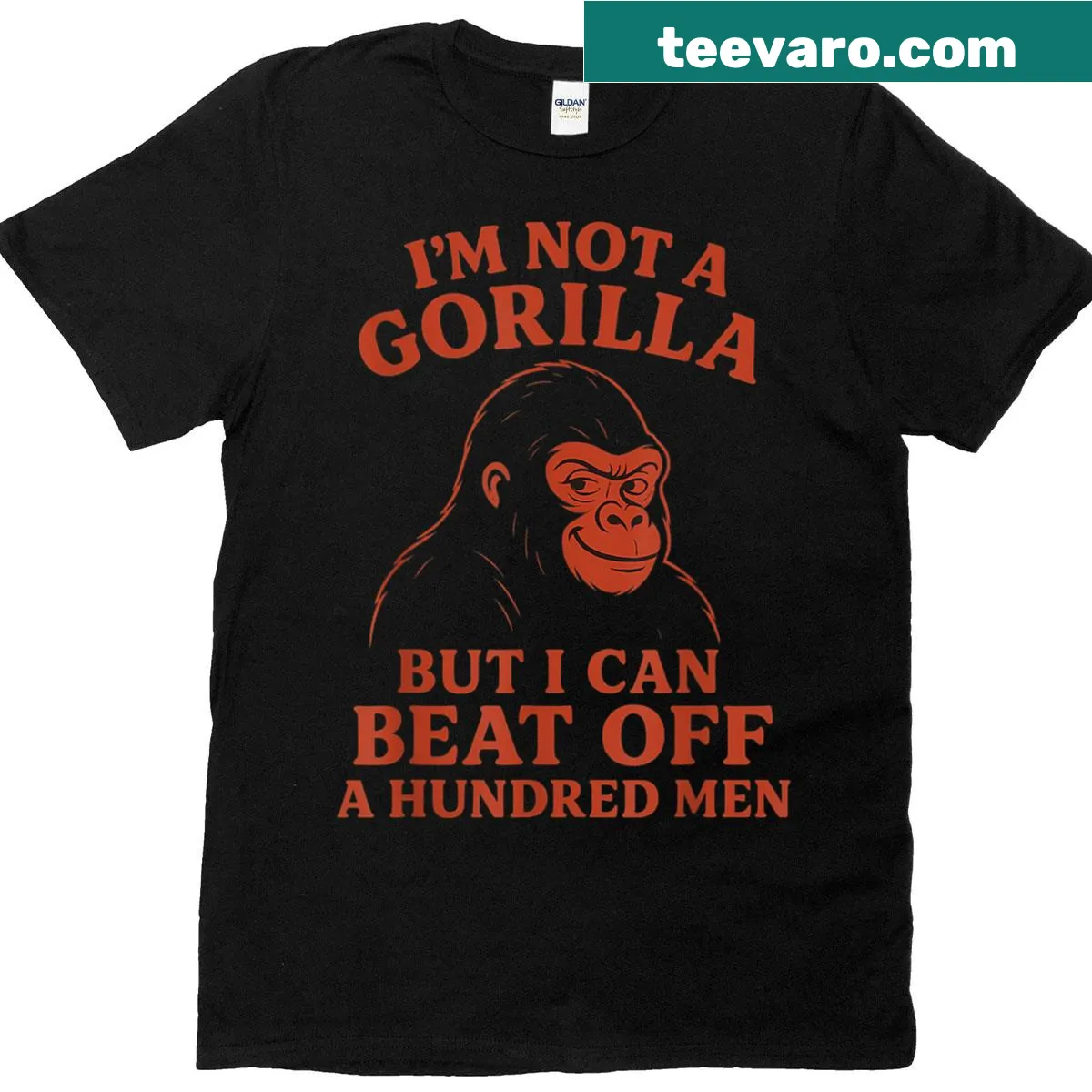 Edgy meme t-shirt with a humorous gorilla-themed quote — on a men's t-shirt