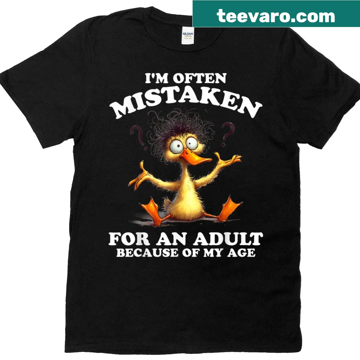 Funny T-shirt about being mistaken for an adult — on a men's t-shirt