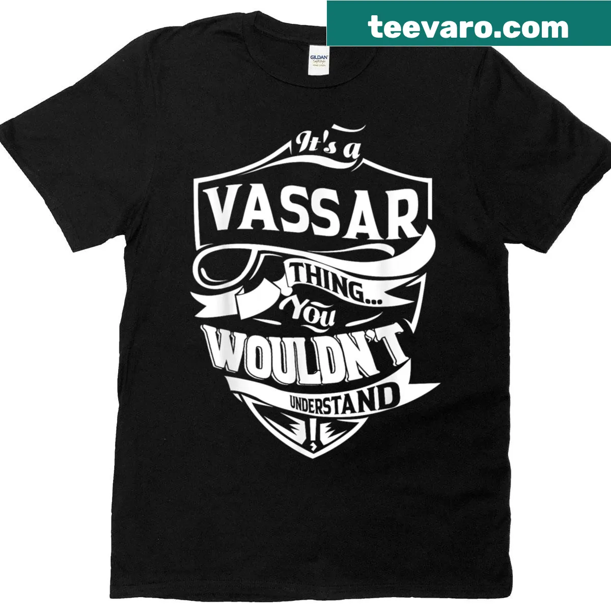 T-shirt with the phrase celebrating Vassar culture. — on a men's t-shirt