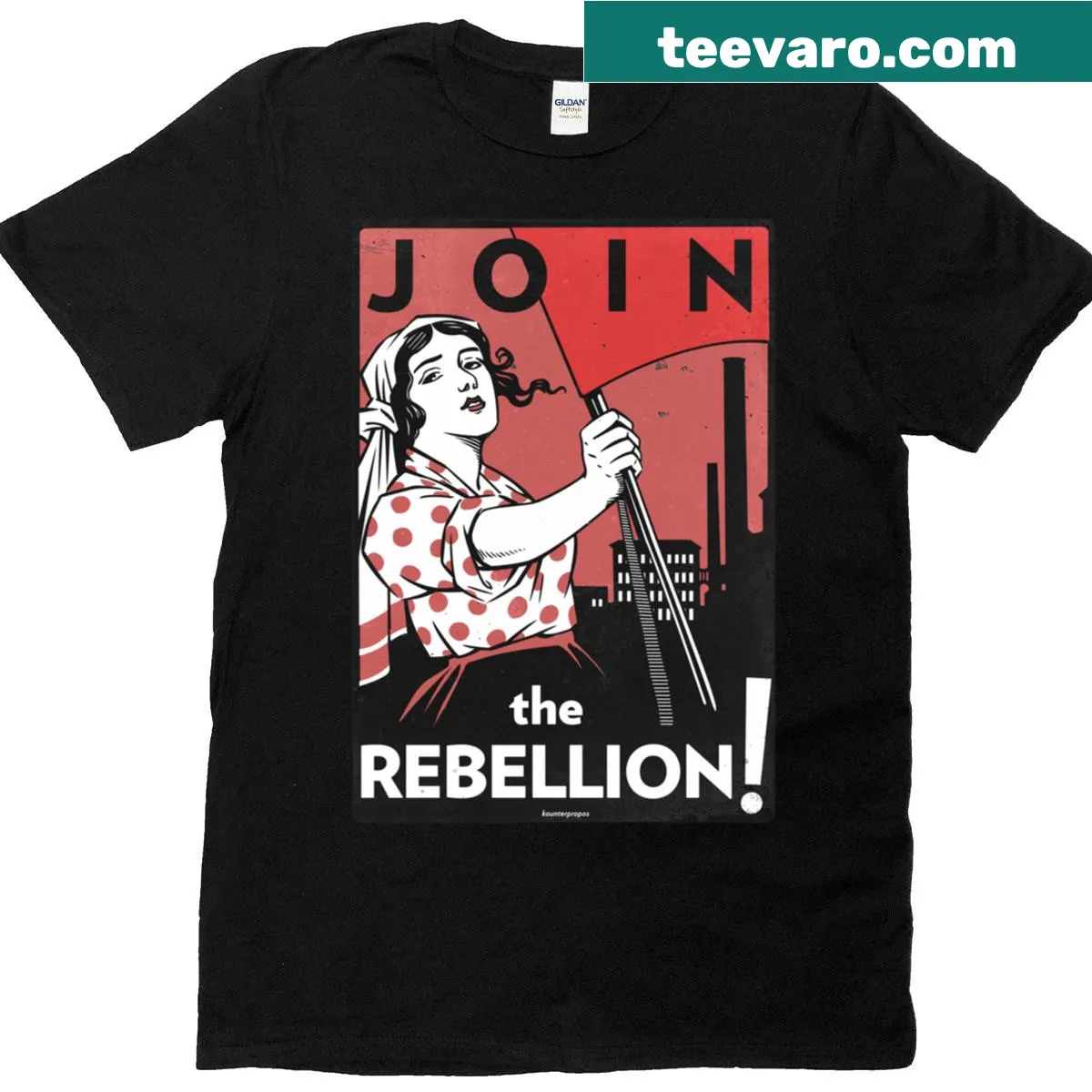 Inspirational t-shirt with the phrase 'Join The Rebellion' in bold graphics — on a men's t-shirt
