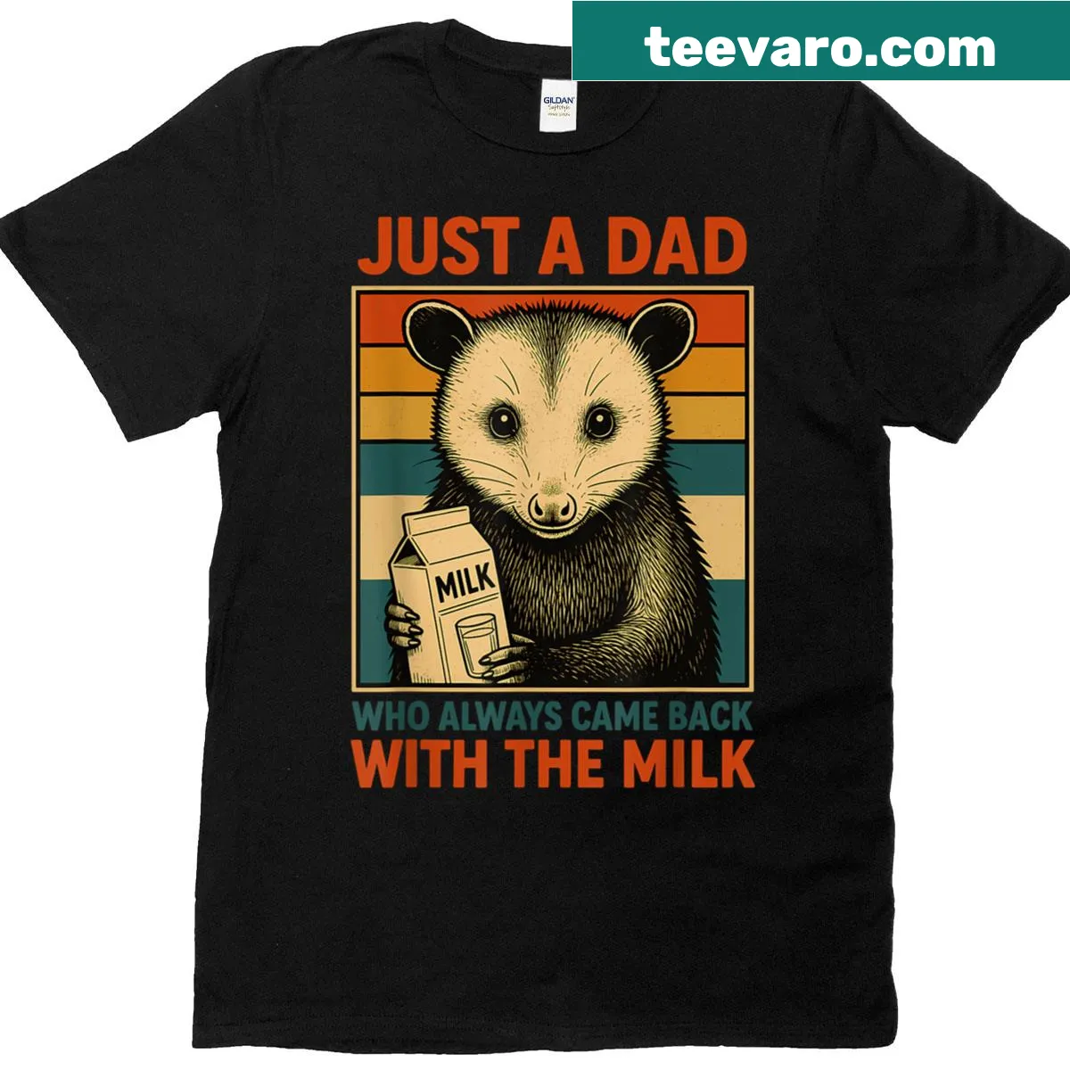 Dad-themed T-shirt with the saying 'Just A Dad Who Always Came Back With The Milk' — on a men's t-shirt