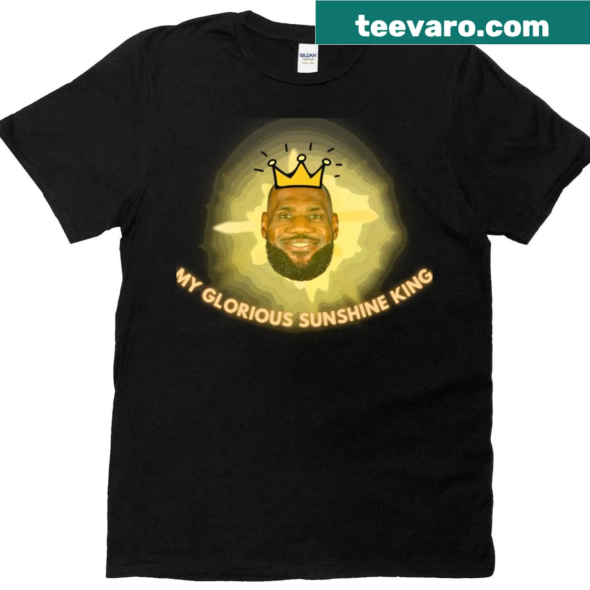 T-shirt celebrating LeBron James with 'My Sunshine King' text — on a men's t-shirt