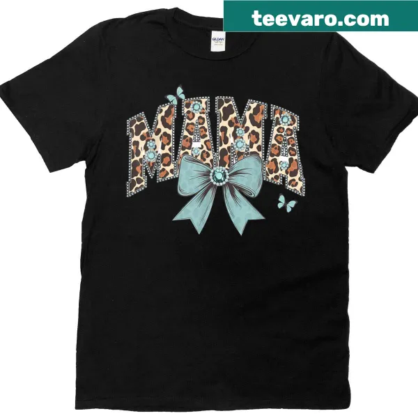 Mama Coquette T-shirt featuring a stylish mama with bow and animal prints