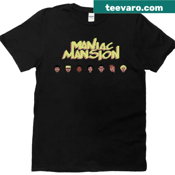 Retro T-shirt featuring 'Maniac Mansion For C64' design