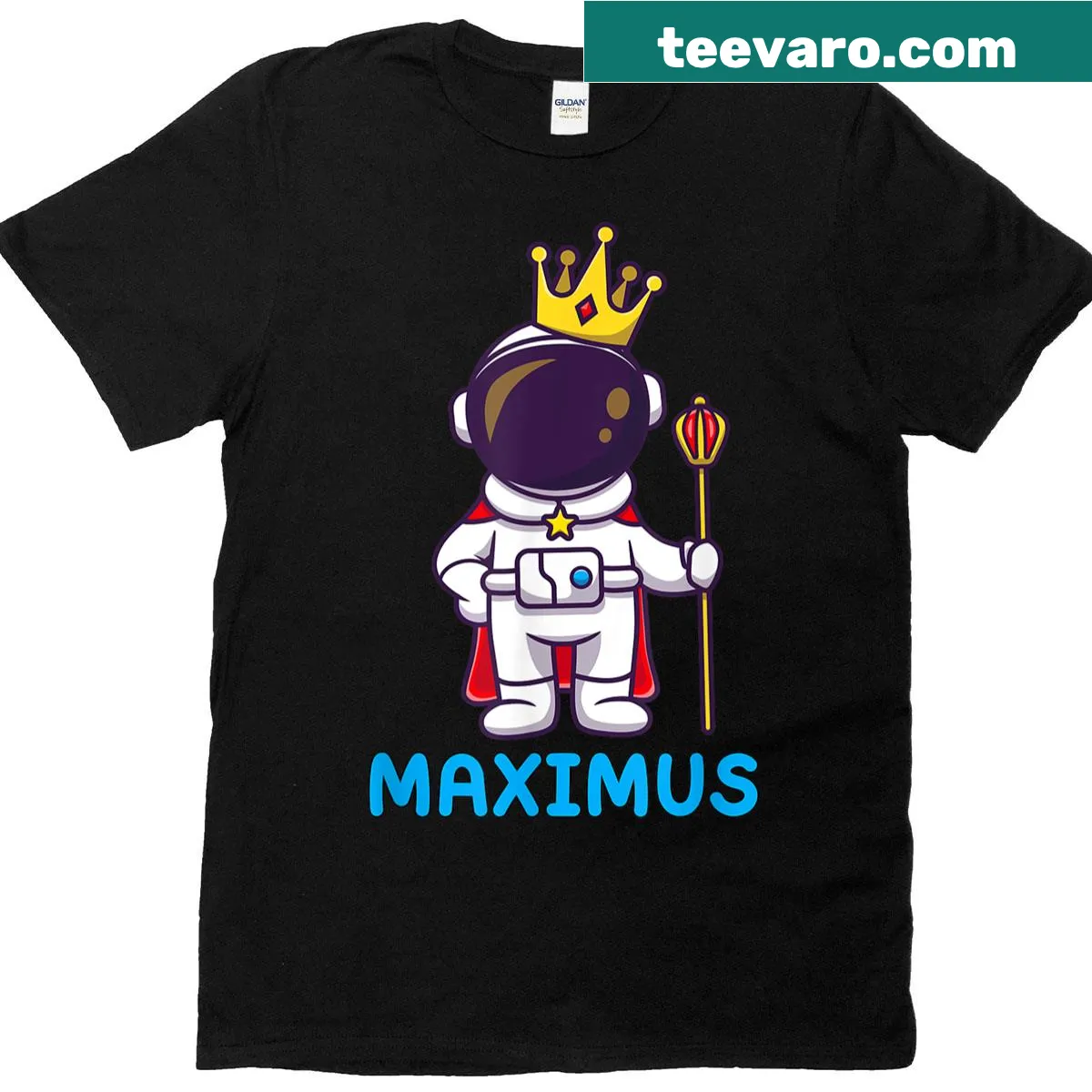 Personalized astronaut birthday king t-shirt for kids — on a men's t-shirt
