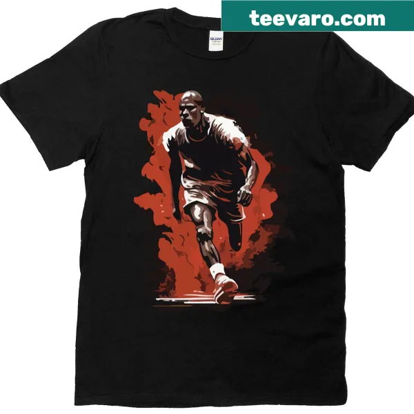 Illustrative t-shirt honoring legendary basketball player M.J.