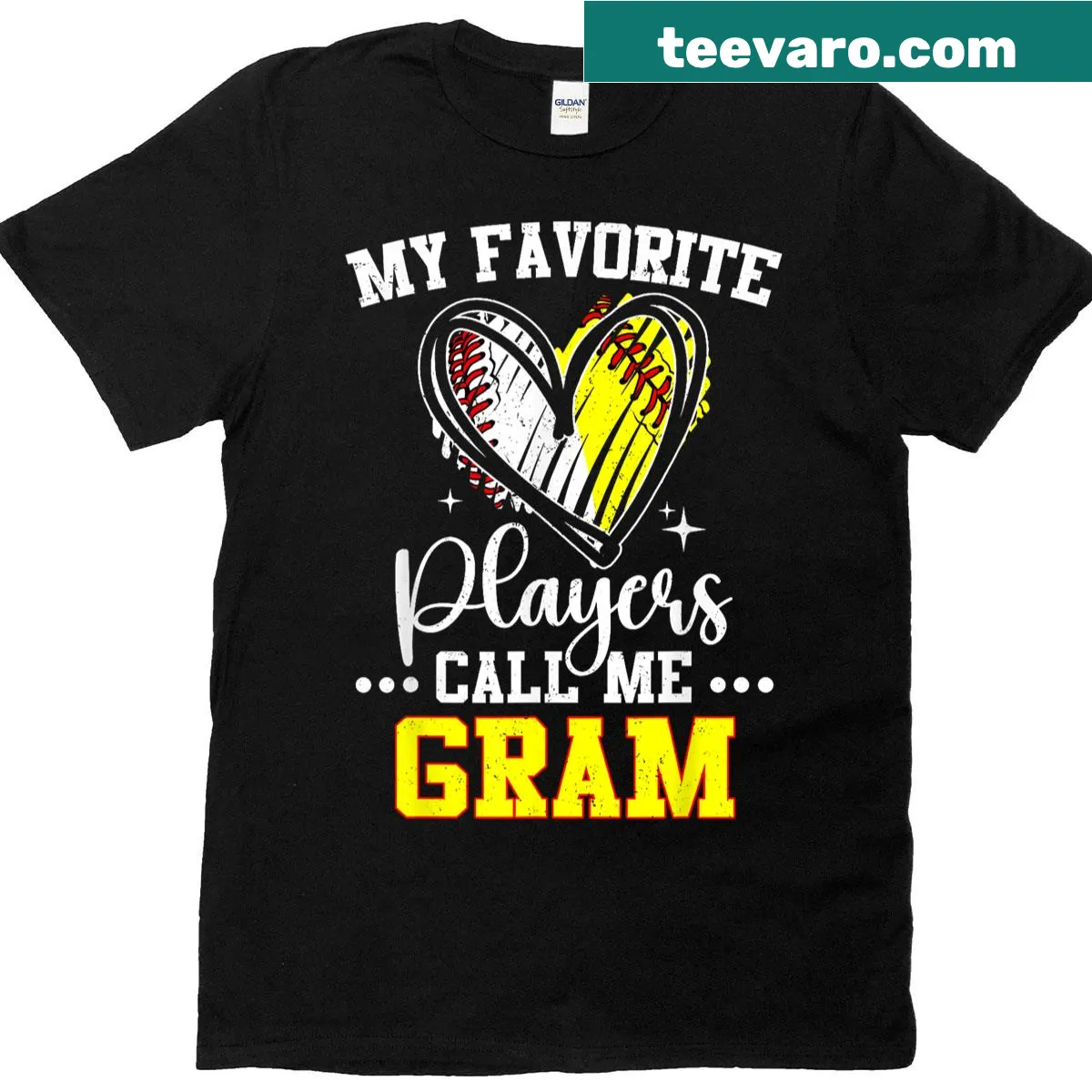 Grandma t-shirt with baseball and softball theme — on a men's t-shirt