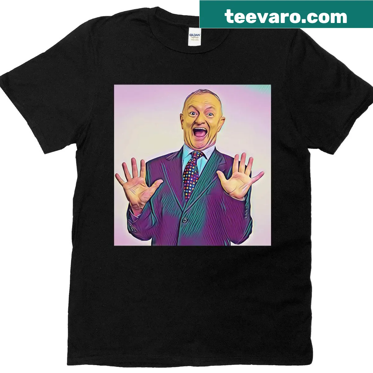 Artistic T-shirt blending music and vintage design elements. — on a men's t-shirt