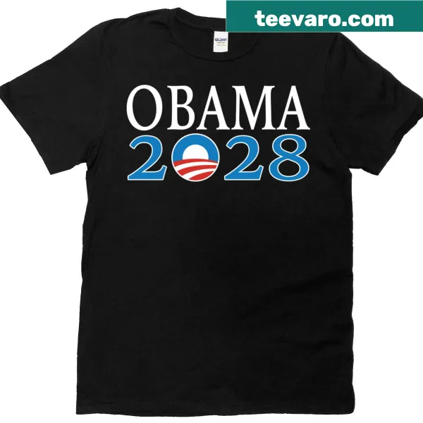 Obama 2028 text graphic on T-shirt